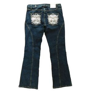 Virgin Only Blue Jeans Flare Stretch, Dragonfly Embroidered women's Jrs 13 NWT